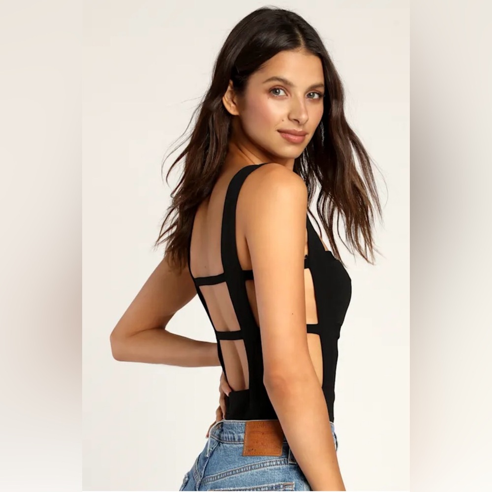 Lulu's Black Strappy Back Bodysuit